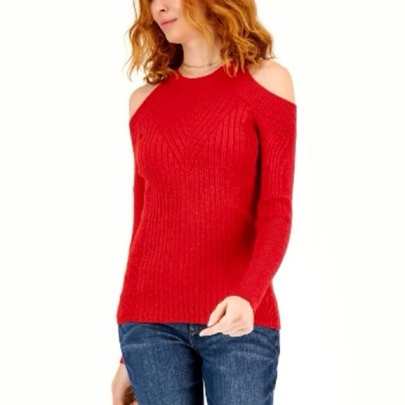INC International Concepts Tops - INC International Concept Women's Plus Size Cold Shoulder Red Long Sleeve Top 2X